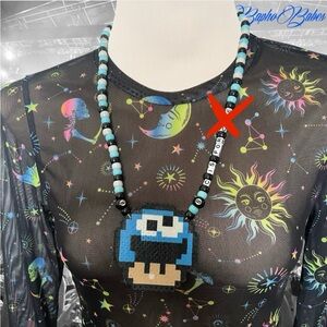 Cookie Monster Sesame Street Adult Rave Perler Festival NecklaceLost Lands